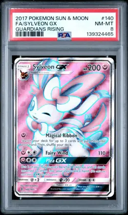 PSA 8 Sylveon GX #140 - Guardians Rising Full Art Pokemon Card - Pokemon TCG - Image 1