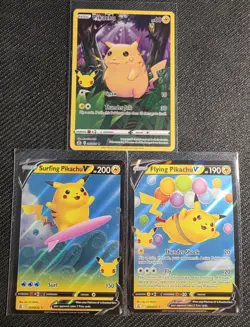 Pokemon TCG RARE Lot of 3 Pikachu 25th Anniversary Celebrations Holo Cards Mint - Image 1