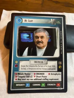 Star Trek CCG 1E TMP Set MR. SCOTT Rare Card - Image 1