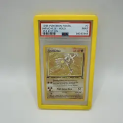 1999 Pokemon Fossil Hitmonlee 1st Edition Holo #7 PSA 9 (Guard included) - Image 3