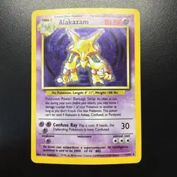 1999 Pokemon Base Set Alakazam Holo 1/102 MP-HP - Image 1