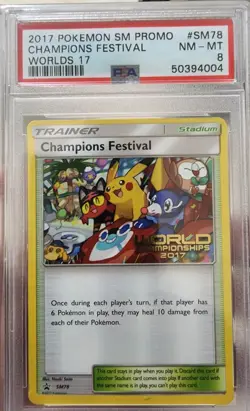 2017 POKEMON SM BLACK STAR PROMO WORLDS 17 #SM78 CHAMPIONS FESTIVAL PSA 8 - Image 1