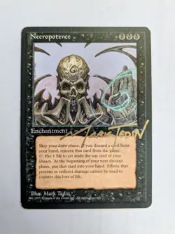 MTG ICE AGE Necropotence SIGNED IN GOLD BY MARK TEDIN - Image 1