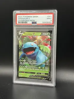 PSA 9 MINT Venusaur V 001 2020 Pokemon SWSH Champions Path - Image 1