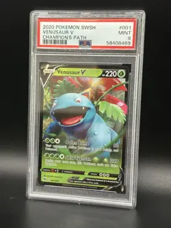 PSA 9 MINT Venusaur V 001 2020 Pokemon SWSH Champions Path - Image 1