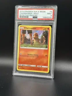 PSA 9 MINT Charmander 4 2019 Pokemon Sun Moon Detective Pikachu Holo - Image 1