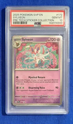 2025 POKEMON SVP BLACK STAR PROMO #172 SYLVEON TECH STICKER COLLECTION PSA 10 - Image 1