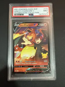 2021 Pokemon SWSH BSP Celebrations Collection #133 Lance's Charizard V PSA 9 - Image 1