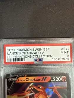 2021 Pokemon SWSH BSP Celebrations Collection #133 Lance's Charizard V PSA 9 - Image 2