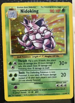 Pokemon TCG Nidoking Holo Unlimited Rare Card 11/102 MP/HP - Image 1