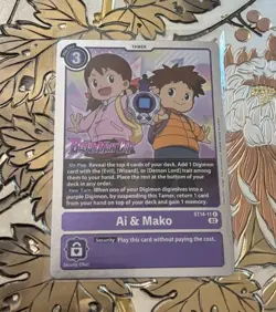 Digimon Card Game Beelzemon Cup Pre-Release Foil Promo Card Ai & Mako ST14-11 - Image 1