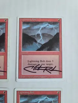 MTG 4X Lightning Bolt SIGNED by Christopher Rush Revised 1994 VERY RARE! - Image 4