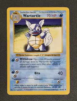 Pokemon TCG Wartortle 42/102 Base Set Shadowless Uncommon Vintage - Image 1