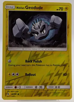 Pokemon TCG Alolan Geodude 40/145 SM Guardians Rising Common Reverse Holo - Image 1