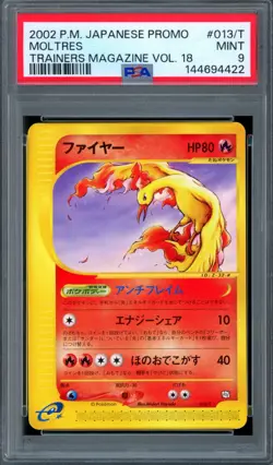 PSA 9 Pokemon 2002 Japanese (Trainers Magazine) Vol. 18 Promo Moltres #013/T - Image 1