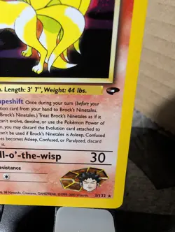 First Edition Brock's Ninetales Holo Rare Card Gym Challenge 3/132 Pokemon TCG - Image 4