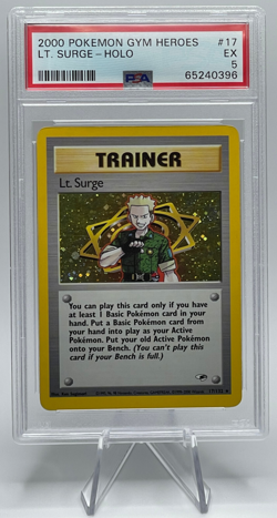 2000 POKEMON GYM HEROES #17 LT. SURGE-HOLO TRAINER UNLIMITED WOTC PSA 5 EX - Image 1