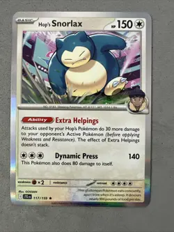 Pokemon TCG * Journey Together 117/159 Hop's Snorlax Rare HOLO * UNG NM FRESH PK - Image 1