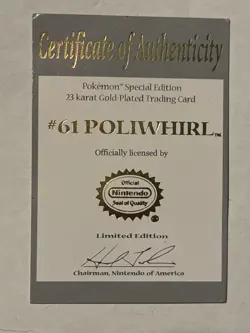 Pokemon Poliwhirl 23k Gold Plated Trading Card With Authenticity Card - Image 5
