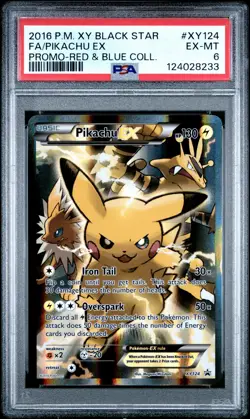 2016 POKEMON XY BLACK STAR PROMO RED & BLUE COLL FULL ART/PIKACHU EX PSA 6 - Image 1