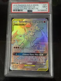 🔥 Pokemon Charizard & Braixen GX Secret Rare Cosmic Eclipse 251/236 PSA 9 🔥 - Image 1