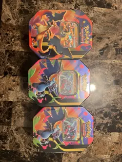 Pokemon TCG Mega Charizard X & Y EX Tins Sealed SET OF 3 - Image 1