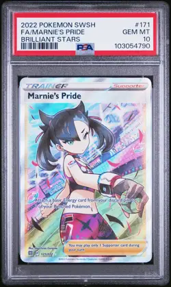 Pokemon Brilliant Stars - MARNIE'S PRIDE FULL ART TRAINER - 171/172 - PSA 10 - Image 1