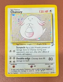 POKEMON TCG CHANSEY 3/130 RARE HOLO BASE SET 2 NEAR MINT NO PLAY PACK TO FOLDER - Image 1