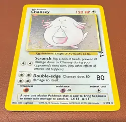 POKEMON TCG CHANSEY 3/130 RARE HOLO BASE SET 2 NEAR MINT NO PLAY PACK TO FOLDER - Image 3