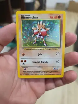 Hitmonchan 7/102 Holo Base Set Vintage WOTC Pokemon LP-EXC - Image 1