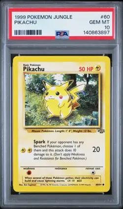 Pokemon Pikachu Jungle 60/64 PSA 10 Unlimited Common Regular English Card - Image 1