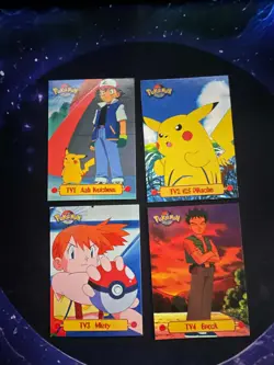 Pokemon Topps Vintage 4 Card TV Lot 1-4 Ash Brock Misty Pikachu NM/LP - Image 1