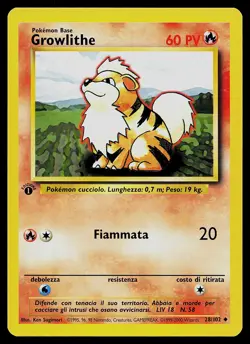 Pokemon Card - Growlithe ITALIAN Base Set 28/102 Uncommon 1st Edition - Image 1