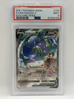 PSA 9, Pokemon TCG Rayquaza V Alt Art, Evolving Skies, #194/203, Mint - Image 1