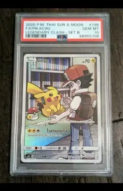 THAI Pokemon Ash & Pikachu Legendary Clash Full Art #198 PSA 10 ✨ - Image 1