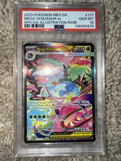 2025 Pokemon Mega Evolution Base #177 SIR Mega Venusaur ex PSA 10 Gem Mint - Image 1
