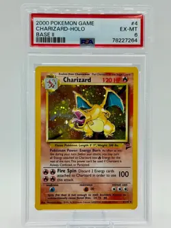 VINTAGE HOLO 2000 Pokemon Game Base Set 2 Charizard PSA 6 EX-MT 4/130 - Image 1