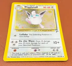 POKEMON TCG WIGGLYTUFF 19/130 RARE HOLO BASE SET 2 EX NO PLAY PACK TO FOLDER - Image 3