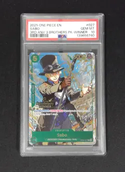 2025 ONE PIECE 3RD ANNIVERSARY TOURNAMENT 3 BROTHERS PACK WINNER SABO PSA 10 - Image 1