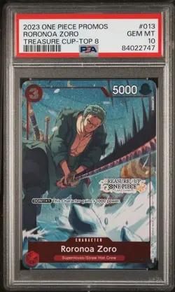 ONE PIECE RORONOA ZORO TREASURE CUP TOP 8 PROMOS #013 PSA 10 - Image 1