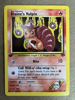Blaine's Vulpix 66/132 Gym Challenge 1st Edition Non-Holo Pokemon Card NM+ - Image 1