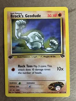 Brock's Geodude 68/132 Gym Challenge 1st Edition Non-Holo Pokemon Card NM+ - Image 1