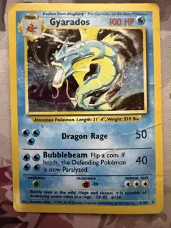 GYARADOS 6/102 Base Set Holo Pokemon Card DMG HP - Image 1