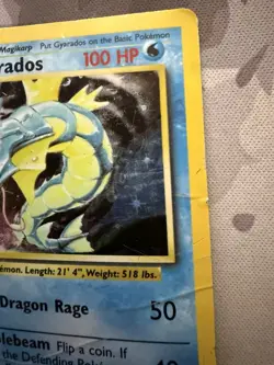 GYARADOS 6/102 Base Set Holo Pokemon Card DMG HP - Image 3
