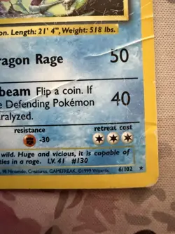 GYARADOS 6/102 Base Set Holo Pokemon Card DMG HP - Image 5
