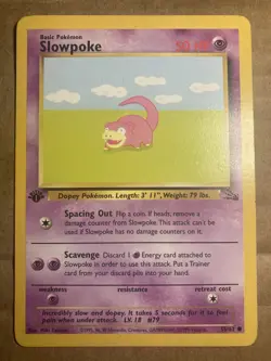 Slowpoke Pokemon Card Fossil 55/62 1st Edition MP - Image 1