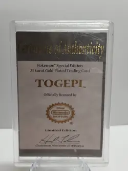 Pokemon 1999 Burger King 23K Gold Plated Togepi Card w/ COA & Case - Image 3