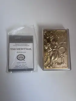 Pokemon #150 MEWTWO 23k Gold Plated Trading Card 1999 Burger King W CERT of AUTH - Image 1