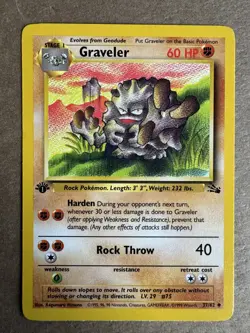 Graveler 37/62 Fossil 1st Edition Non-Holo Uncommon Pokemon Card NM+ - Image 1