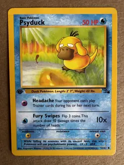 Psyduck 53/62 Fossil 1st Edition Non-Holo Common Pokemon Card NM+ - Image 1